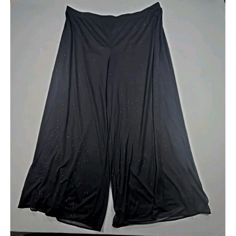 MSK Pants Womens Evening Dress Pant Size 3X Black Glitter Wide Leg Lightweight